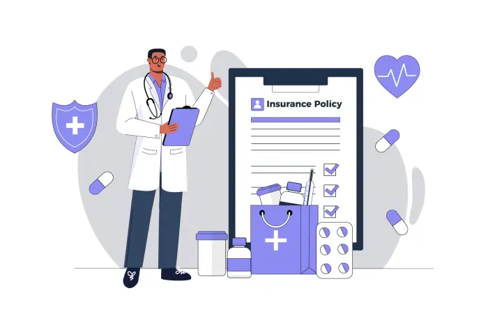 Medical Insurance Policy Modern Character Illustration